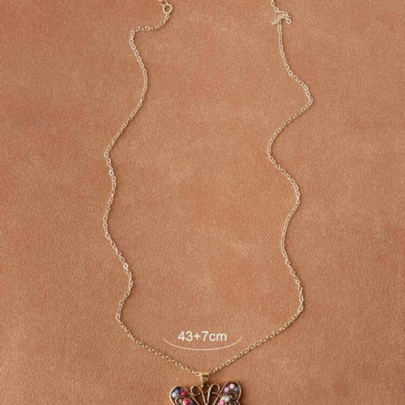 Colorful Gold Tone Butterfly Necklace - Picture 3 of 3